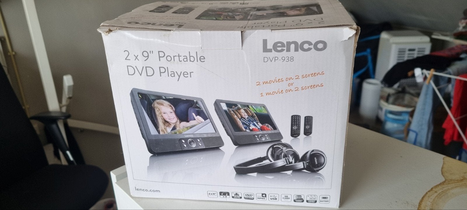 Lenco DVP-938 Draagbare DVD Speler met 2 Schermen, Draagbaar, Zo goed als nieuw, Ophalen, Overige merken