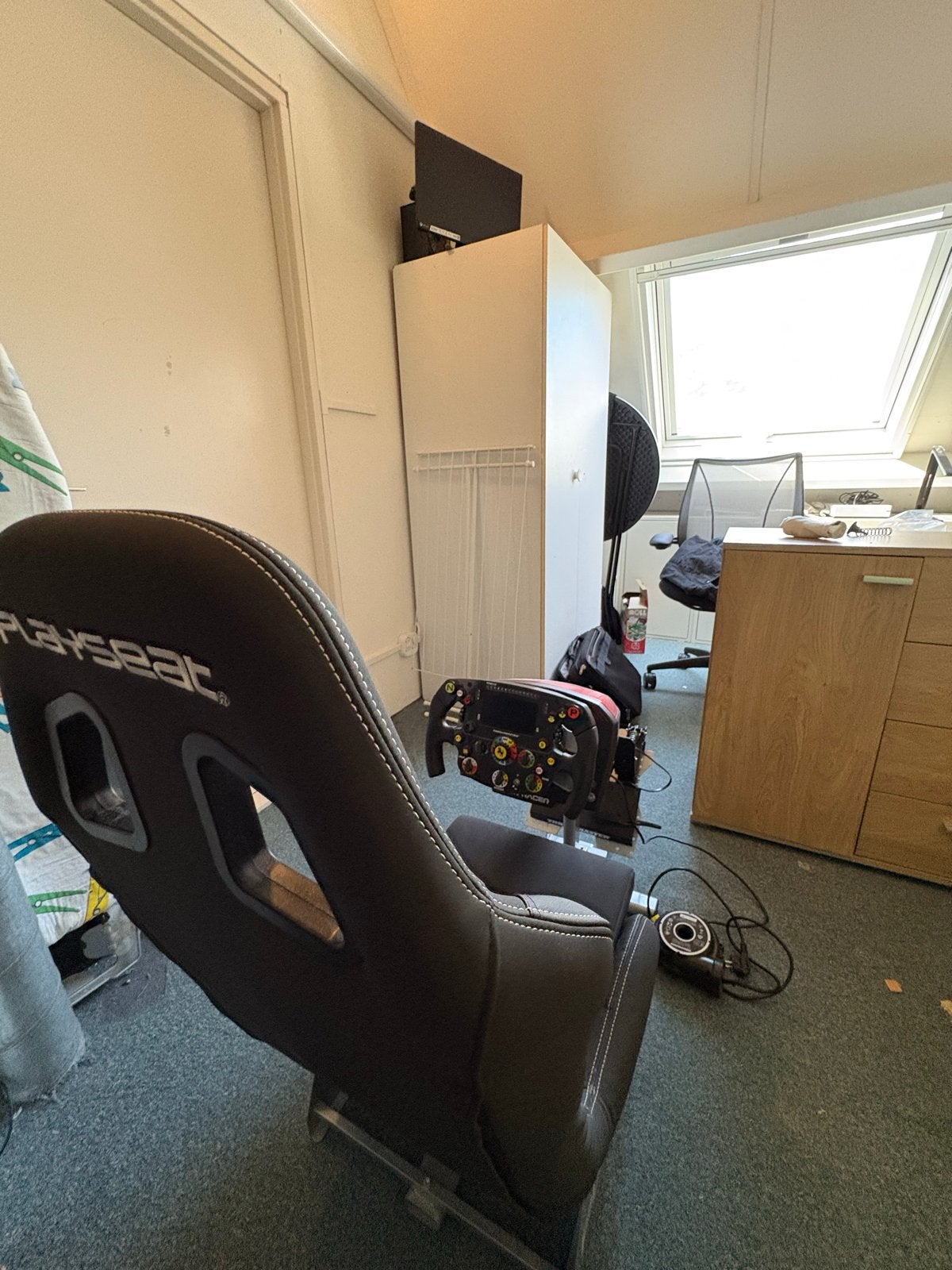 Volledige race- set met playseat, pedalen en sf1000 stuur., Ophalen, Racestoel, Gebruikt, Force feedback