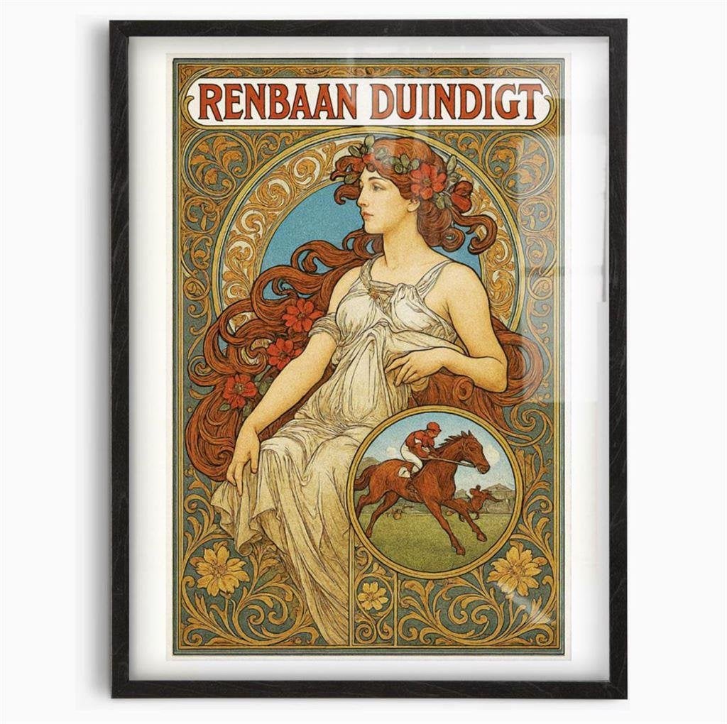 Renbaan DUINDIGT renspoirt Art Nouveau Poster in lijst, Verzenden, Nieuw, A1 t/m A3, Film en Tv