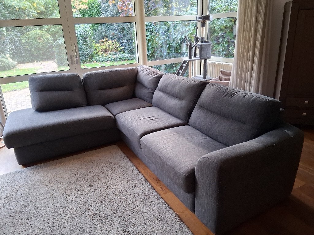 Grijze hoekbank, Ophalen, 250 tot 300 cm, Gebruikt, Hoekbank