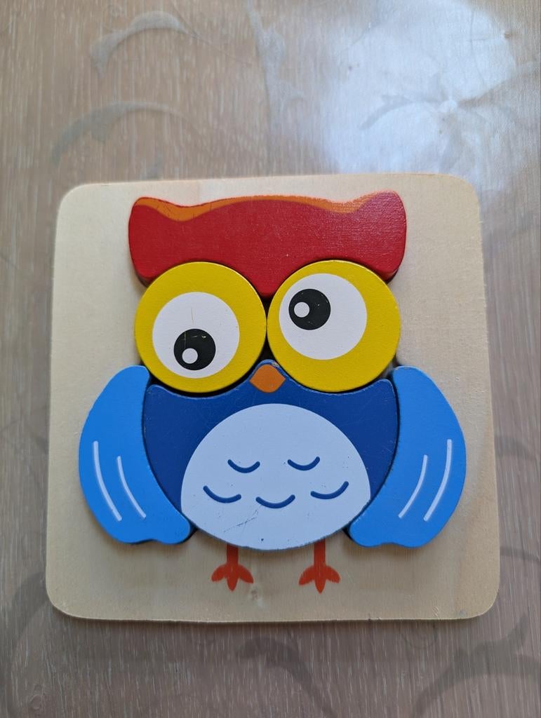 Houten puzzel - uil, Gebruikt, Ophalen of Verzenden, Van hout, Minder dan 10 stukjes