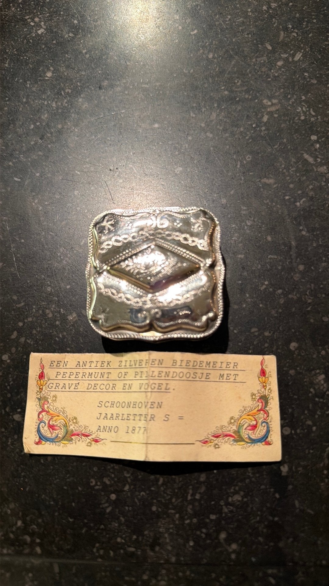 Antiek Zilveren Biedermeier Pepermunt- of Pillendoosje 1877, Antiek en Kunst, Ophalen of Verzenden, Zilver