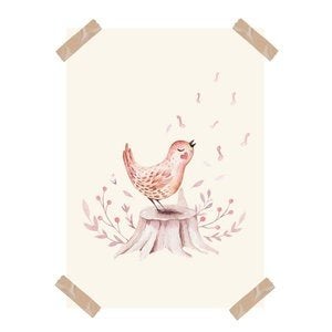 Kinderposter Poster Vogel Aquarel A4 Little Dreamzzz, Bi & Li Creaties, Nieuw, Ophalen of Verzenden, Bilicreaties@gmail.com