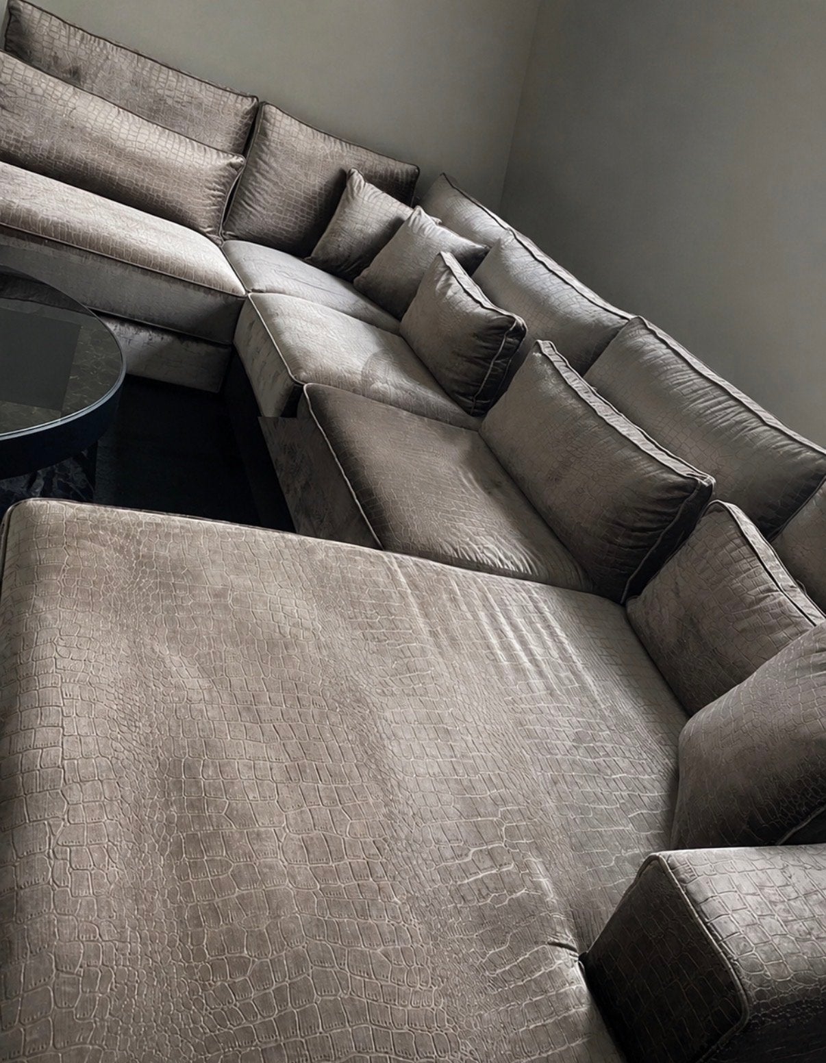 Luxe u-bank met croco look, Huis en Inrichting, Ophalen, 100 tot 125 cm, Hoekbank, 300 cm of meer