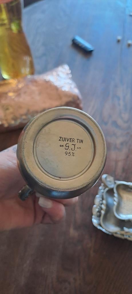 Antiek tinnen vaasje/kannetje - 95% zuiver tin, Antiek en Kunst, Antiek | Tin, Ophalen