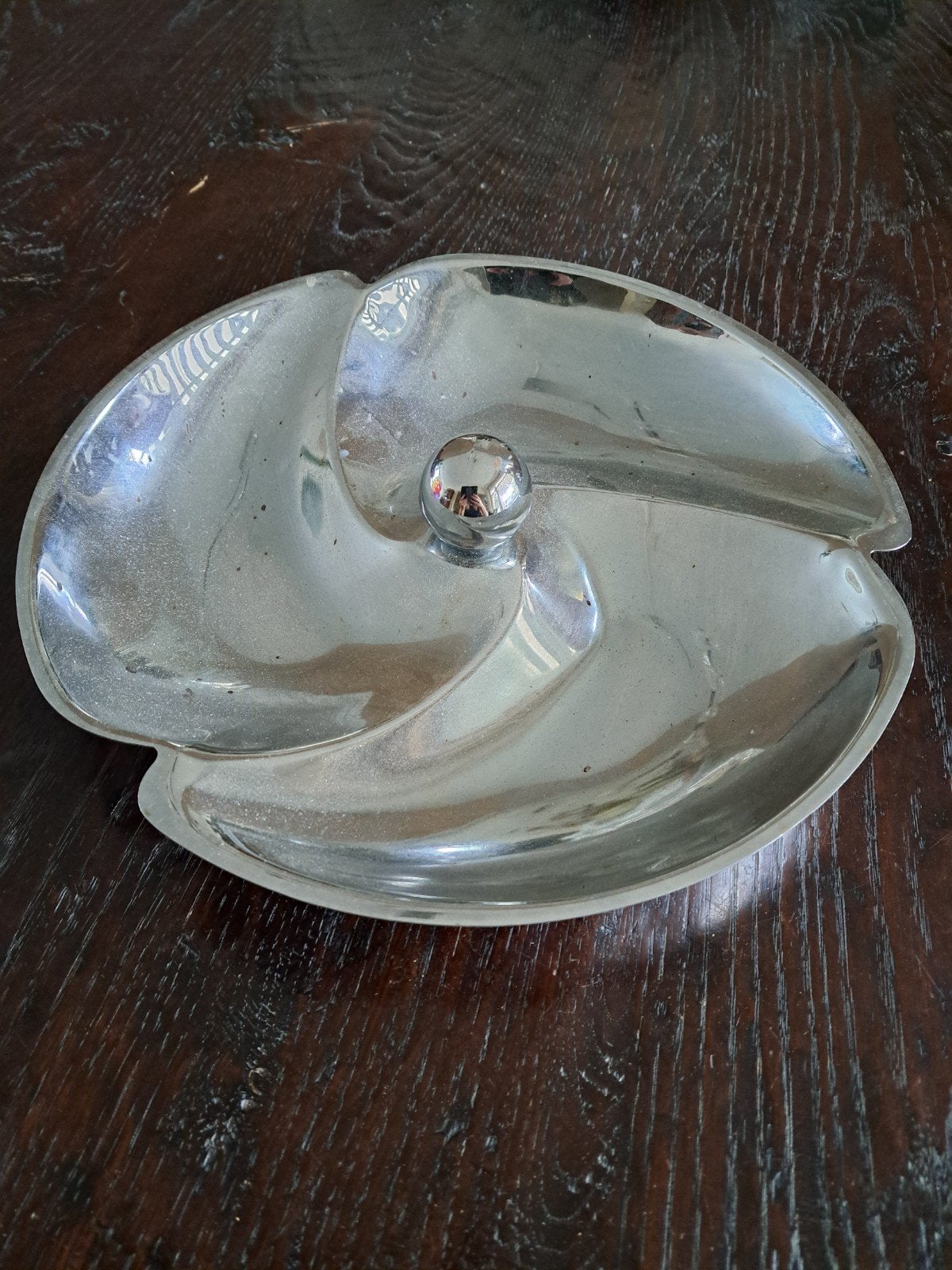 Vintage glazen serveerschaal met deksel – 3 vakken, Ophalen