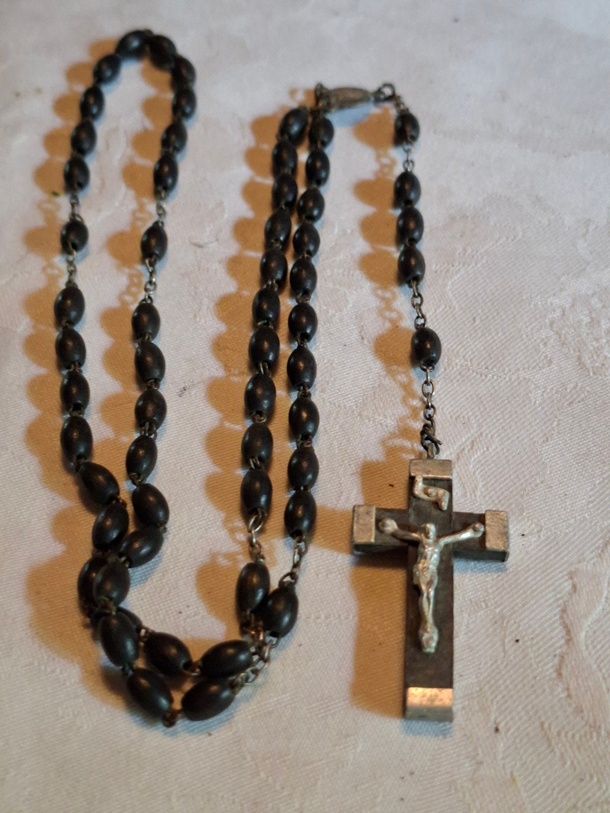 zwarte rozenkrans met zwart kruisje en zilver, Verzamelen, Religie, Verzenden, Zo goed als nieuw, Overige typen