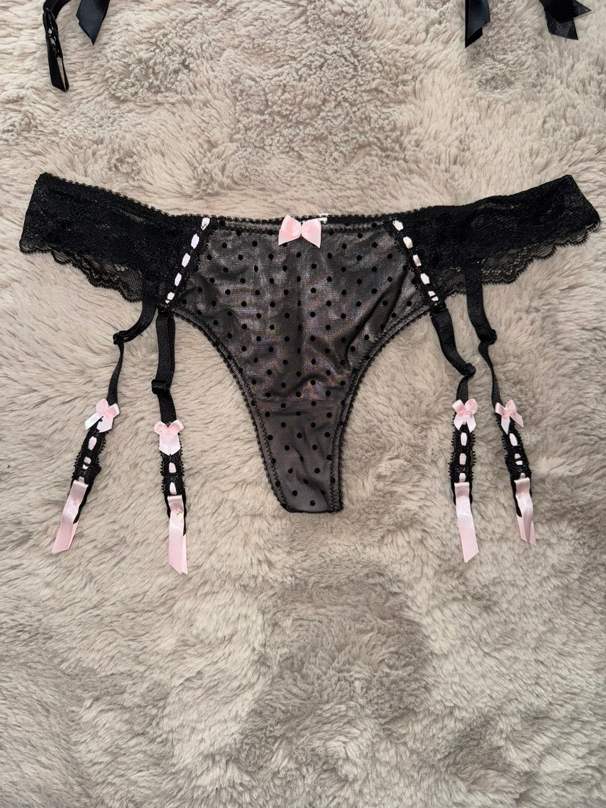 Slip met jarretels zwart met roze, Ophalen of Verzenden, Zwart, Slip