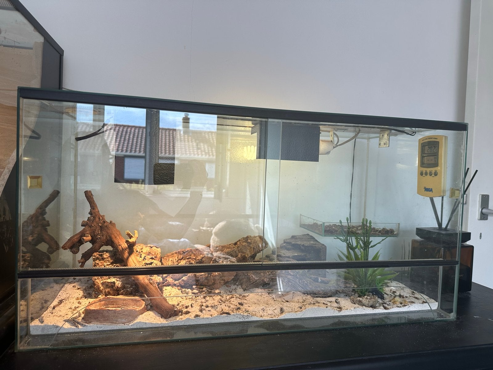 Terrarium met 2 fittingen en temperatuur meter., Dieren en Toebehoren, Reptielen en Amfibieën | Toebehoren, Ophalen of Verzenden