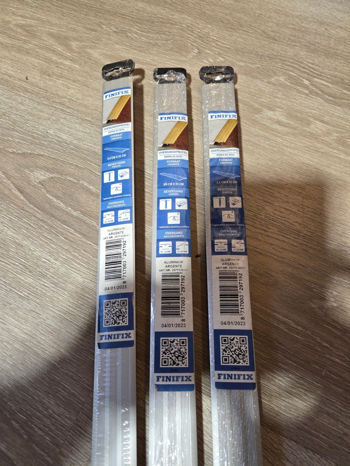 3x Finifix Overgangsprofiel Aluminium Zilver 93 cm, Ophalen, Overige materialen, Overige typen, Nieuw