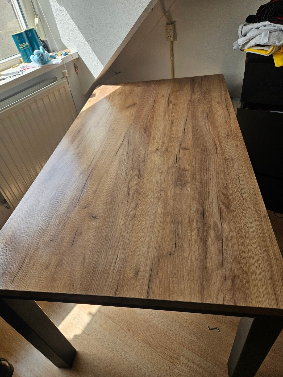 Eettafel de Bommel - Robuuste houtlook tafel, Gebruikt, Modern, Industrieel, 50 tot 100 cm, 150 tot 200 cm