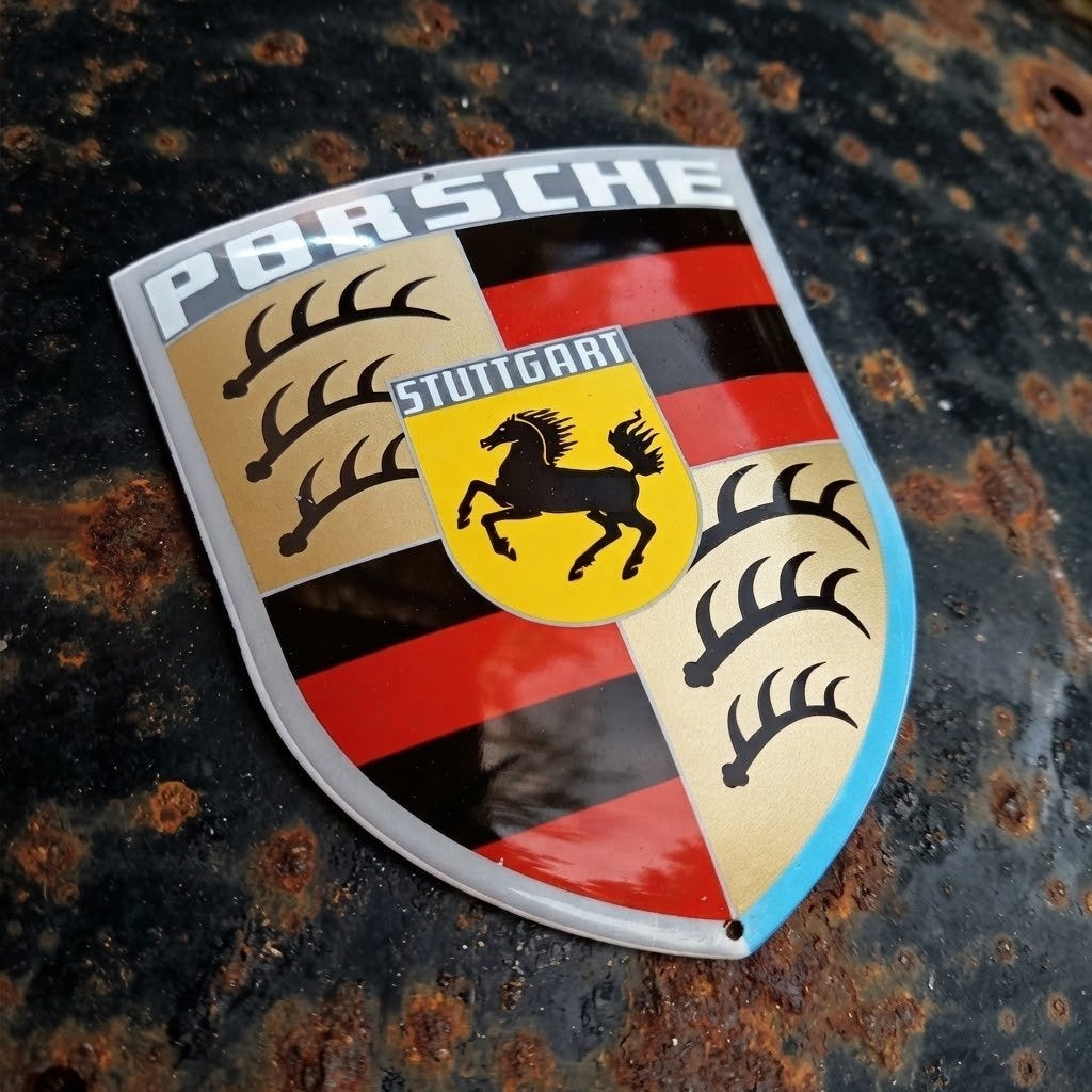 Emaille Reclamebord PORSCHE Wapen Dealer Bord Logo Vintage, Verzenden, Gebruikt, Reclamebord