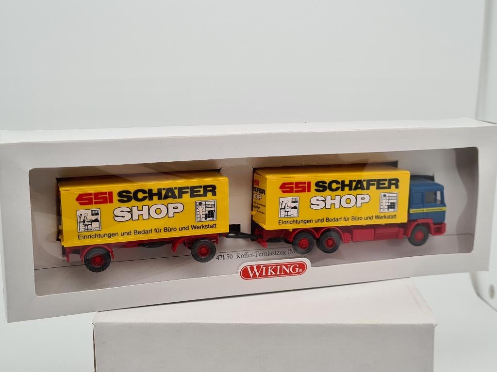 MAN vrachtwagen combi Schäfer - Wiking 1/87, Verzenden, Zo goed als nieuw, Bus of Vrachtwagen, Wiking