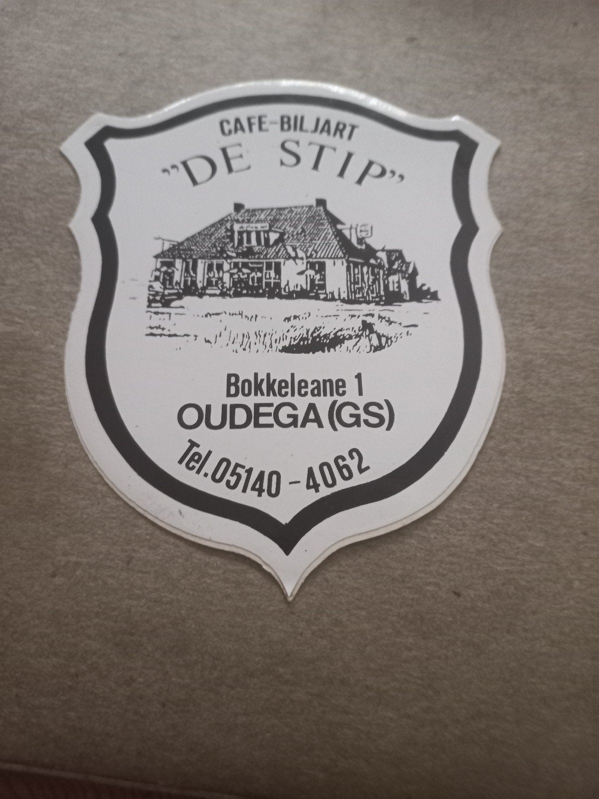 Vintage Cafe-Biljart "De Stip" Reclamesticker, Ophalen of Verzenden, Gebruikt