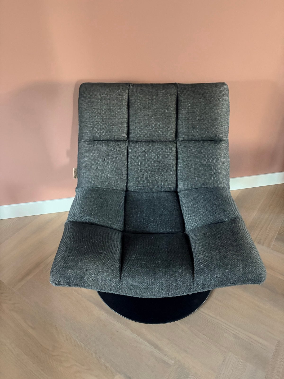 Dutchbone Draai Fauteuil Donkergrijs, Ophalen, Gebruikt, 75 tot 100 cm, Stof