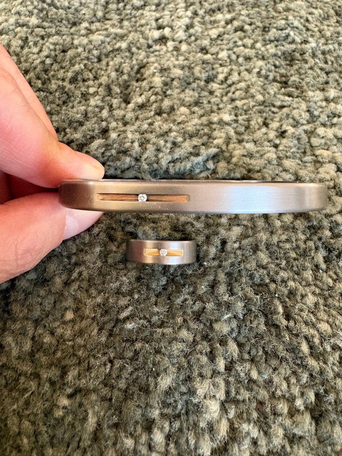 Boccia set: Armband (6cm) en ring (49) met diamantje, Overige materialen, Gebruikt, Ophalen of Verzenden, Met edelsteen