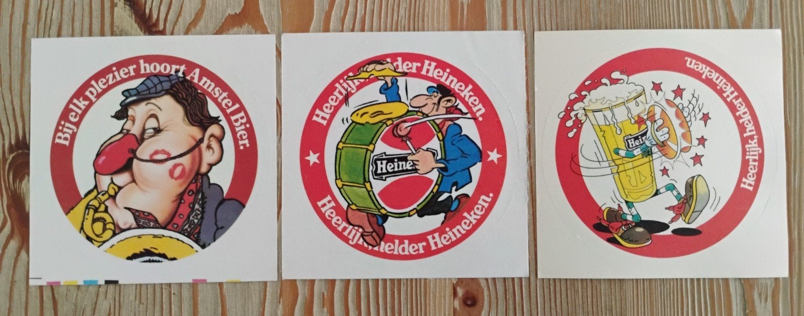 1x Vintage Sticker Amstel Bier + 2x Stickers Heineken Bier, Verzenden, Gebruikt