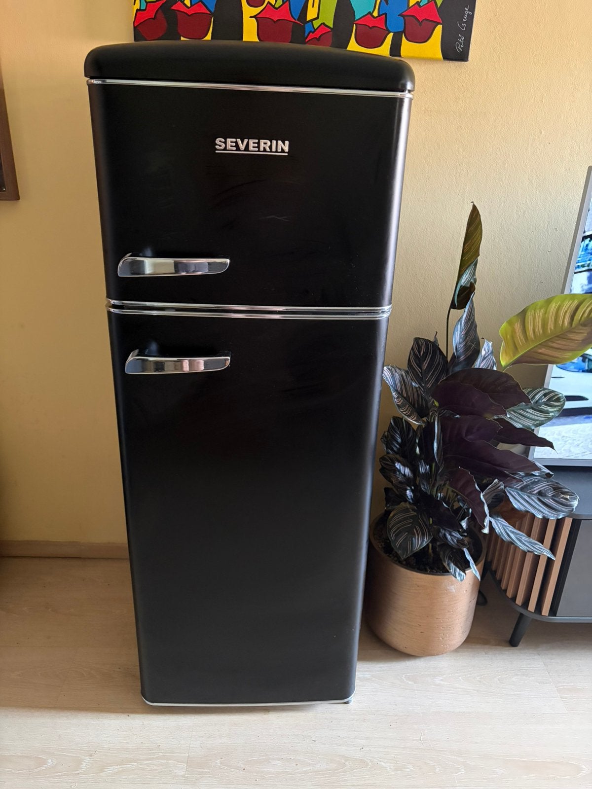 Severin 8932 retro koelkast koelvries combi, Ophalen, 150 tot 200 liter, Gebruikt, 140 tot 160 cm