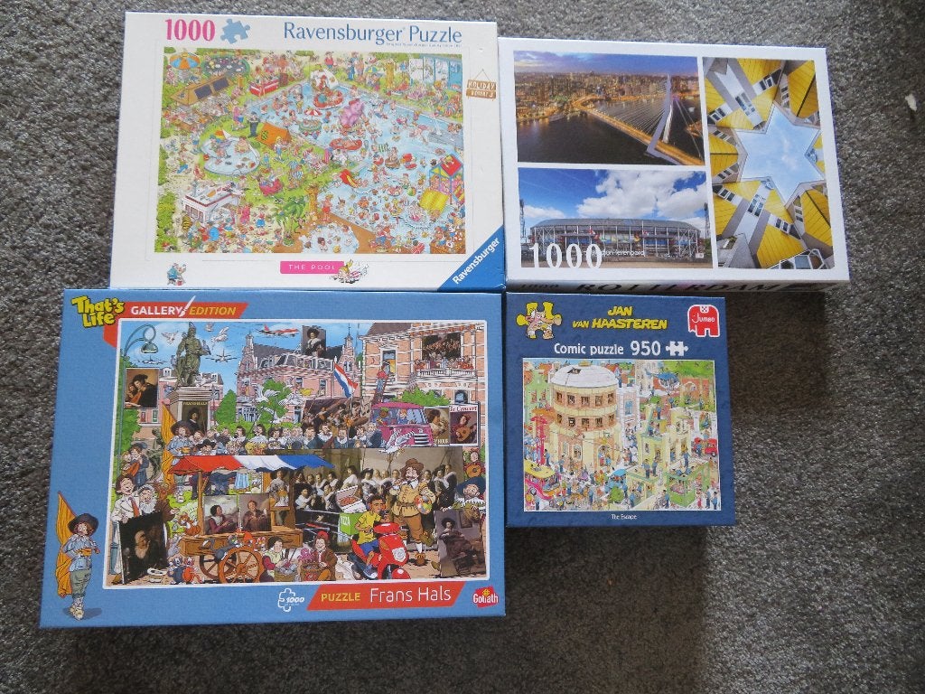 5 Puzzels 1x Gelegd Jan van haasteren Frans Hals Feijenoord, Ophalen of Verzenden, 500 t/m 1500 stukjes, Zo goed als nieuw, Legpuzzel