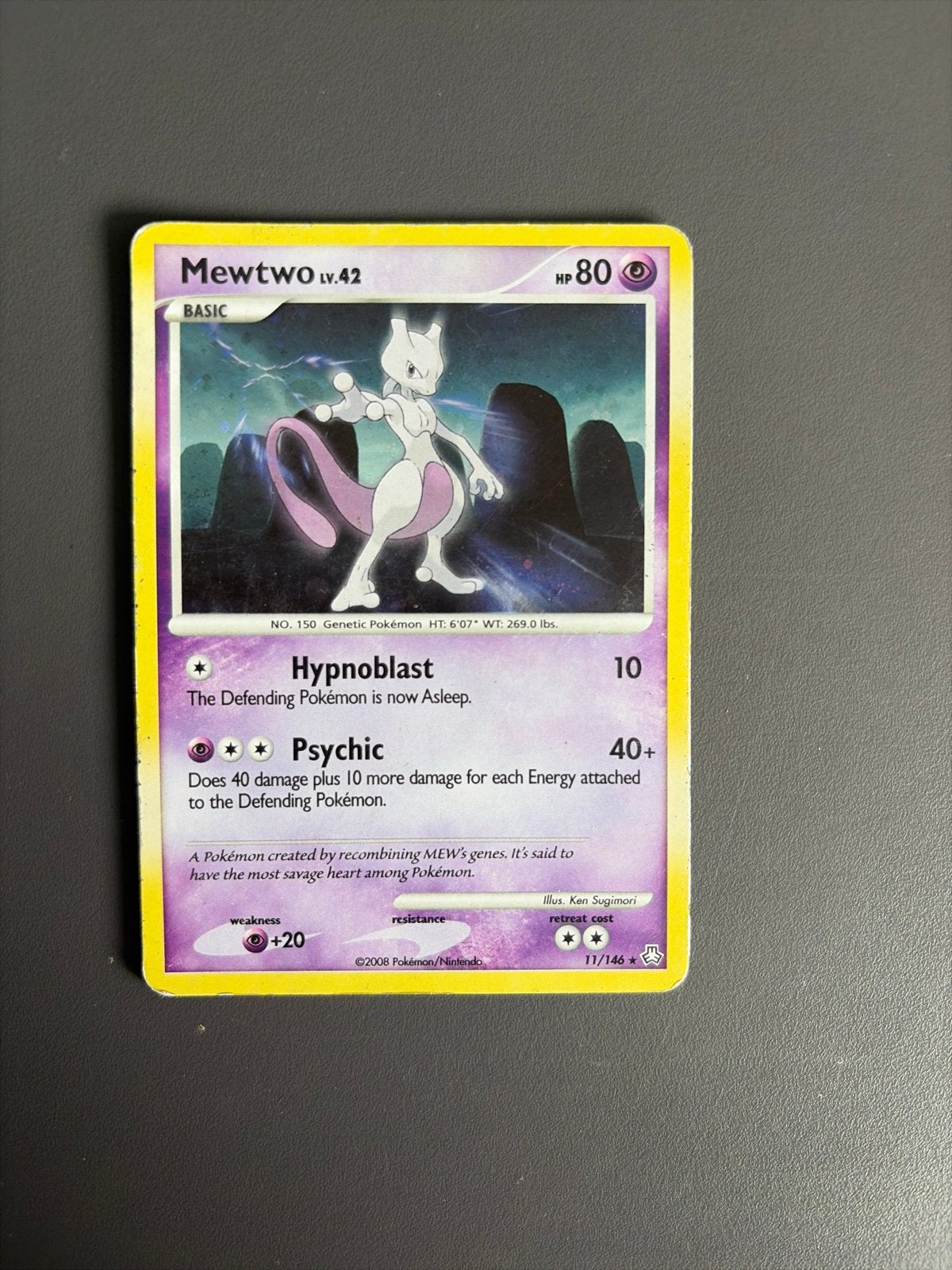 Mewtwo LV.42 Pokémon Kaart (2008), Ophalen of Verzenden, Gebruikt, Losse kaart