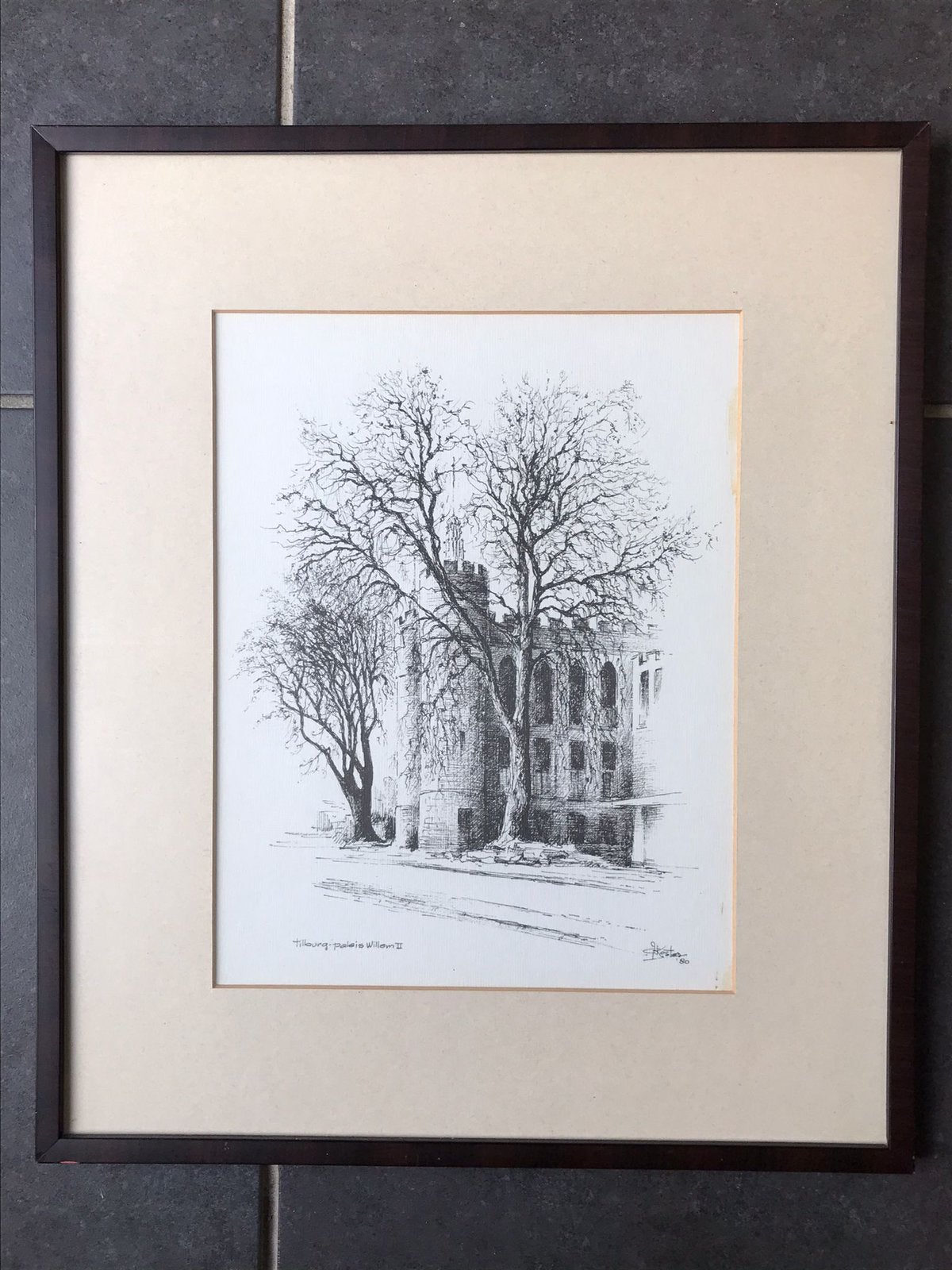 Kees Koster schets Tilburg paleis Willem II, Ophalen of Verzenden, Stadsgezicht