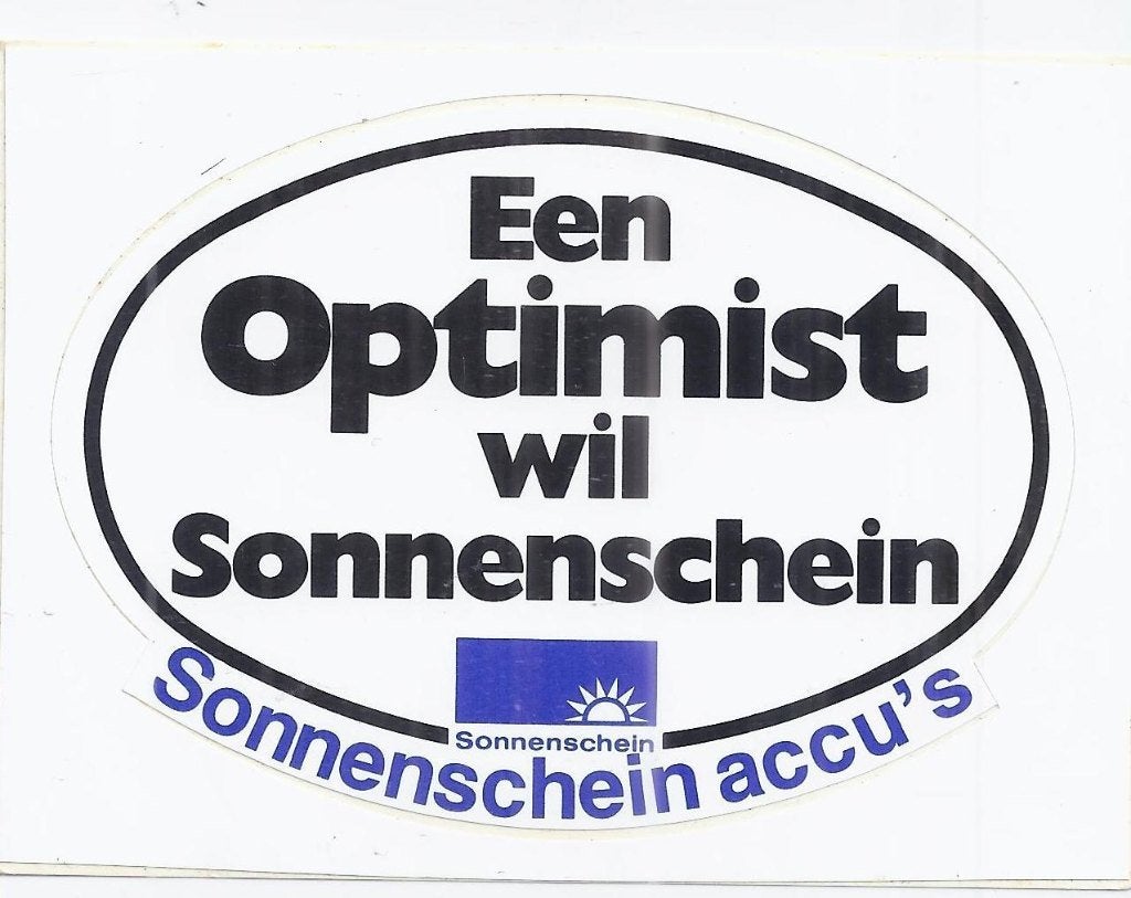 So287 Sticker optimist Sonnenschein, Verzamelen, Ophalen of Verzenden, Zo goed als nieuw, Bedrijf of Vereniging