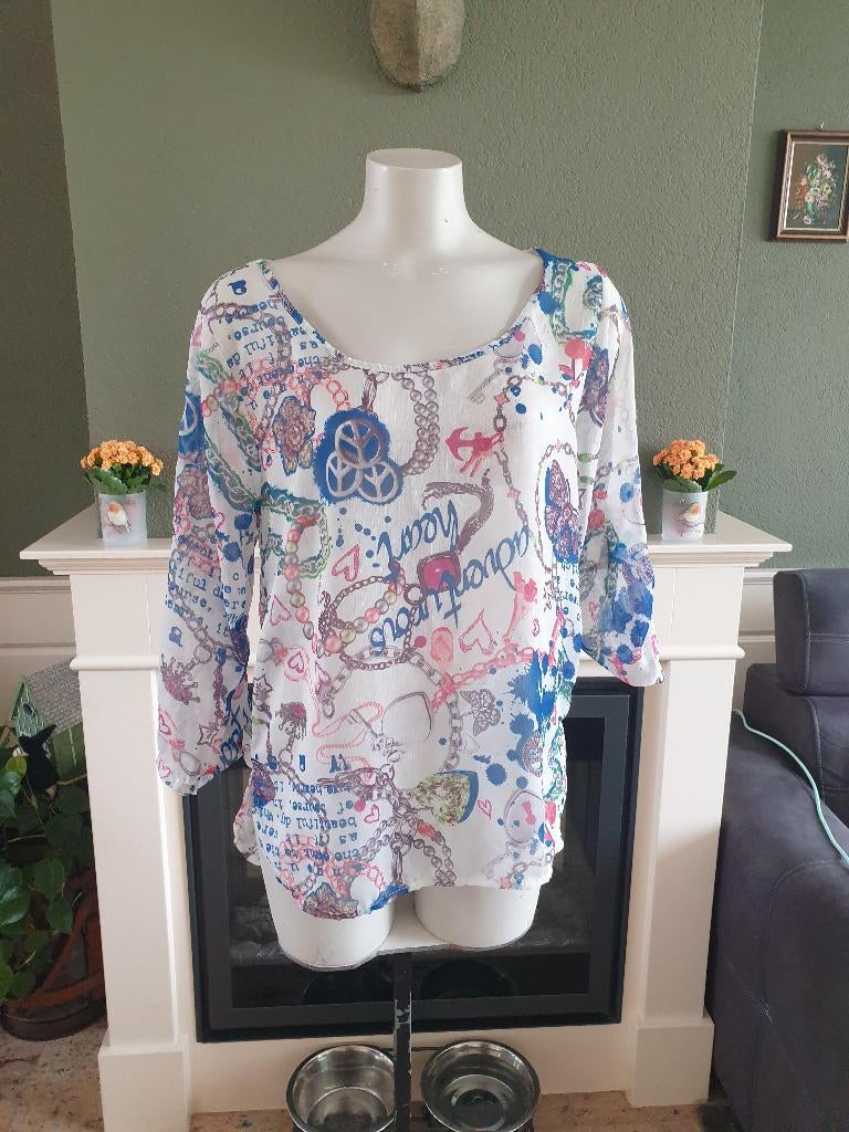 Studio Mo Firenze Italia lieflijke top M 38 40, Kleding | Dames, Maat 38/40 (M), Studio Mo, Wit, Ophalen of Verzenden