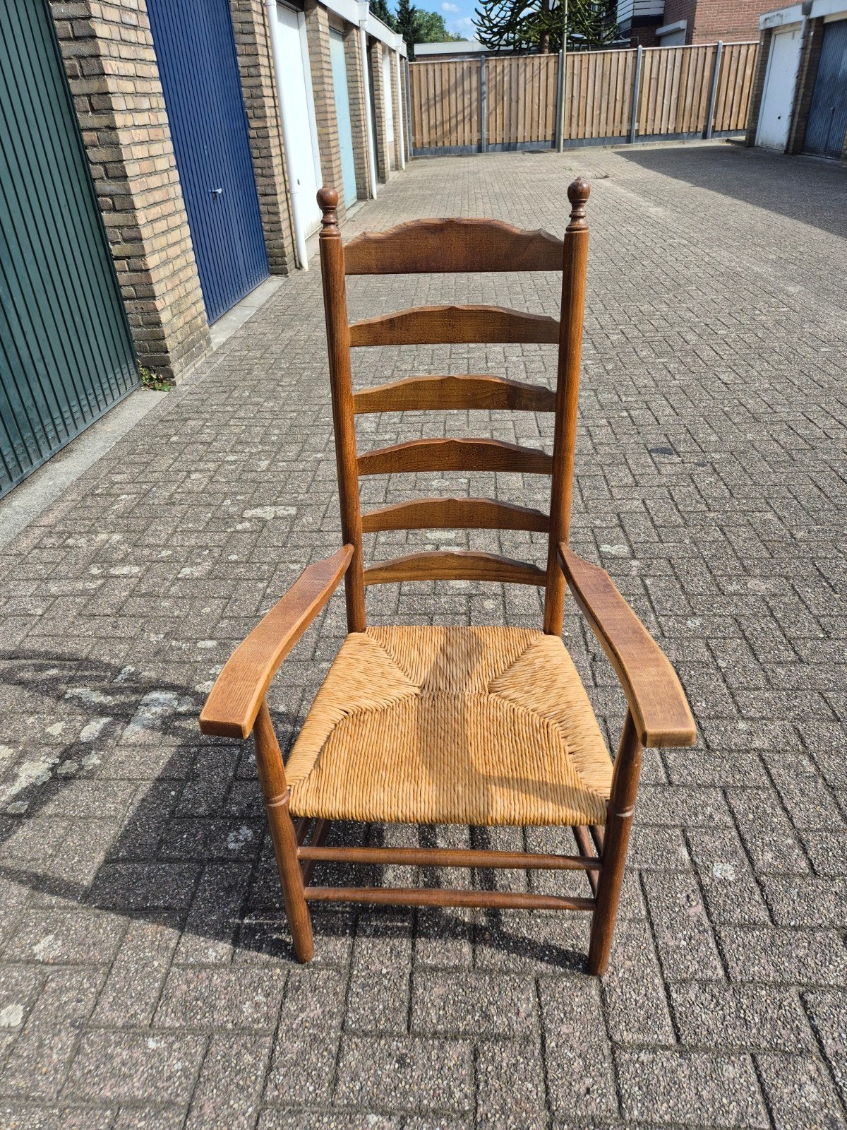 rieten stoel, Huis en Inrichting, Stoelen, Ophalen, Gebruikt, Bruin, Hout