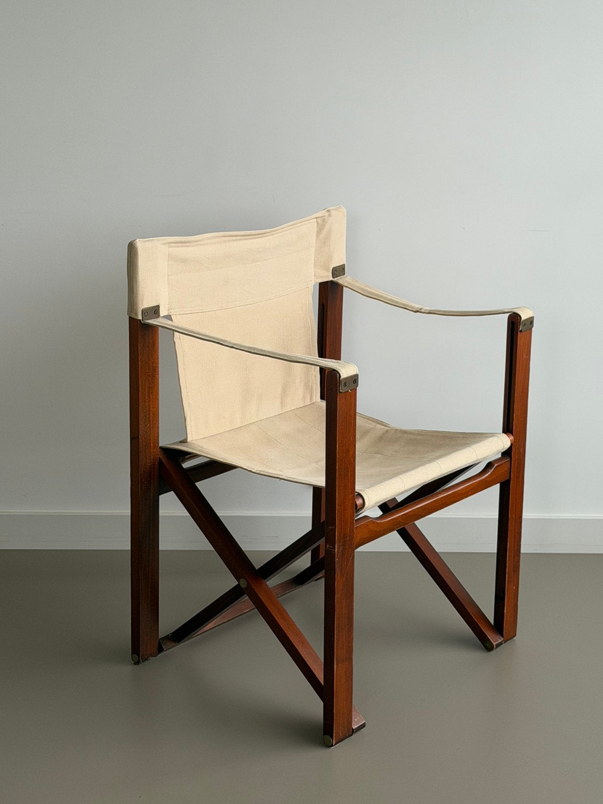 Vintage teak houten safari stoel regisseur mid century retro, Gebruikt, Bruin, Ophalen of Verzenden, Eén