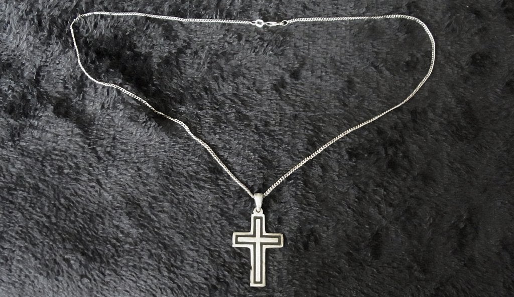 Zilveren Jasseron ketting met kruis hanger - 925 zilver, Met hanger, Gebruikt, Ophalen of Verzenden, Zilver