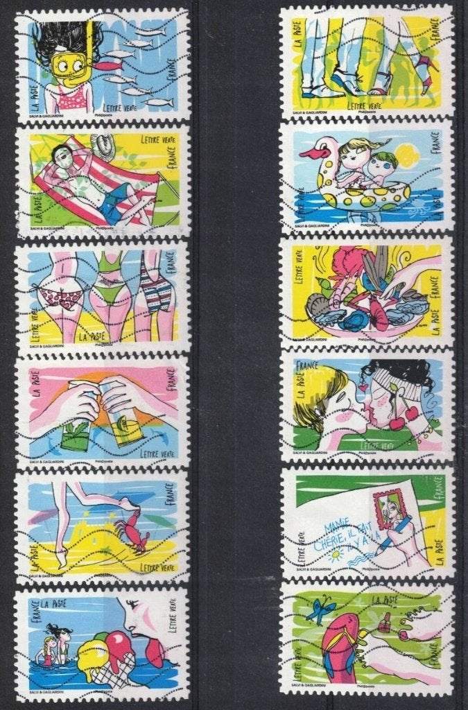 Frankrijk, serie "vakantie" 2016-97, Verzenden, Gestempeld