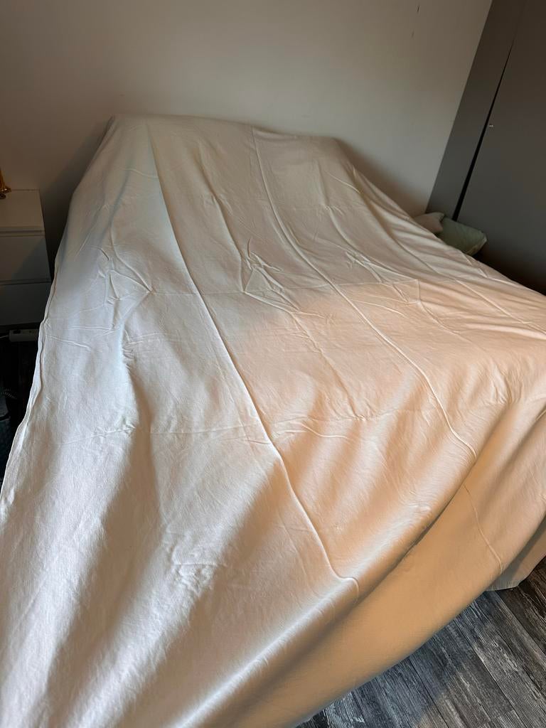 Groot vintage frans linnen laken 210x290 cm, Huis en Inrichting, Slaapkamer | Beddengoed, Gebruikt, Overige typen, Overige maten