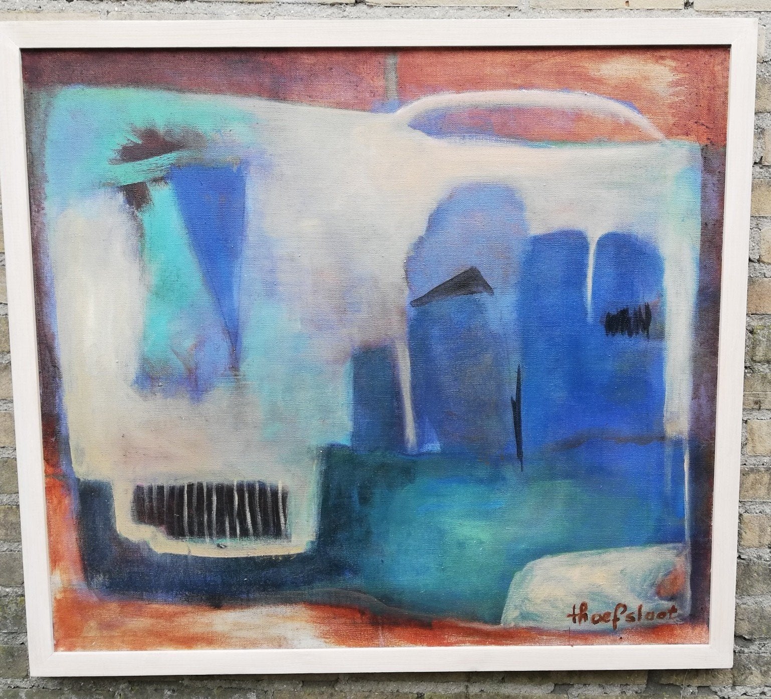 Ted Hoefsloot (1930-2013) De Blauwe Stad. 98/86 cm. 1995., Ophalen of Verzenden