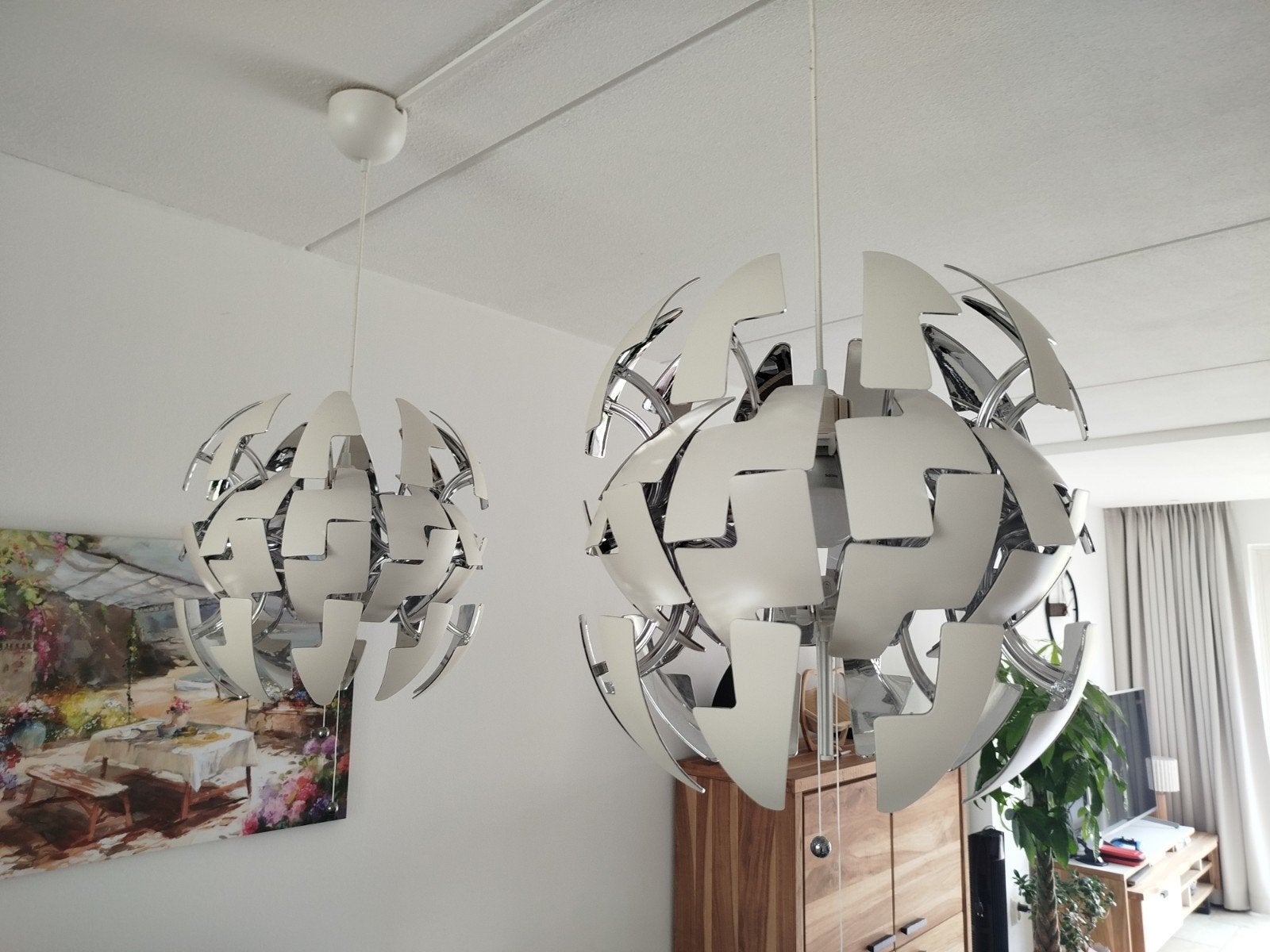 ikea hanglamp, Huis en Inrichting, Lampen | Plafondlampen, Gebruikt, Hanglamp, E27 (groot), Wit, Kunststof, Metaal, IKEA, Design