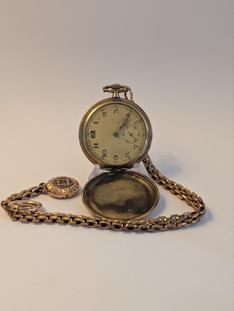Art Deco Zakhorloge – 15 Rubis – Gouden Horloge ketting, Antiek en Kunst, Ophalen of Verzenden, Goud