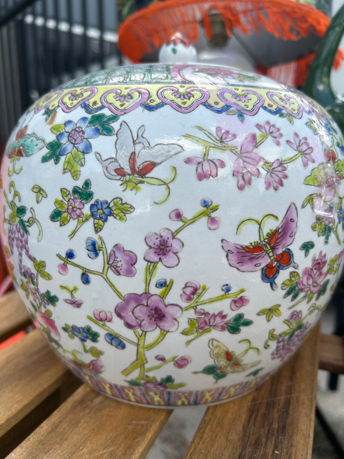 Antieke Chinese gemberpot met kleurrijke decoratie, Antiek en Kunst, Ophalen of Verzenden