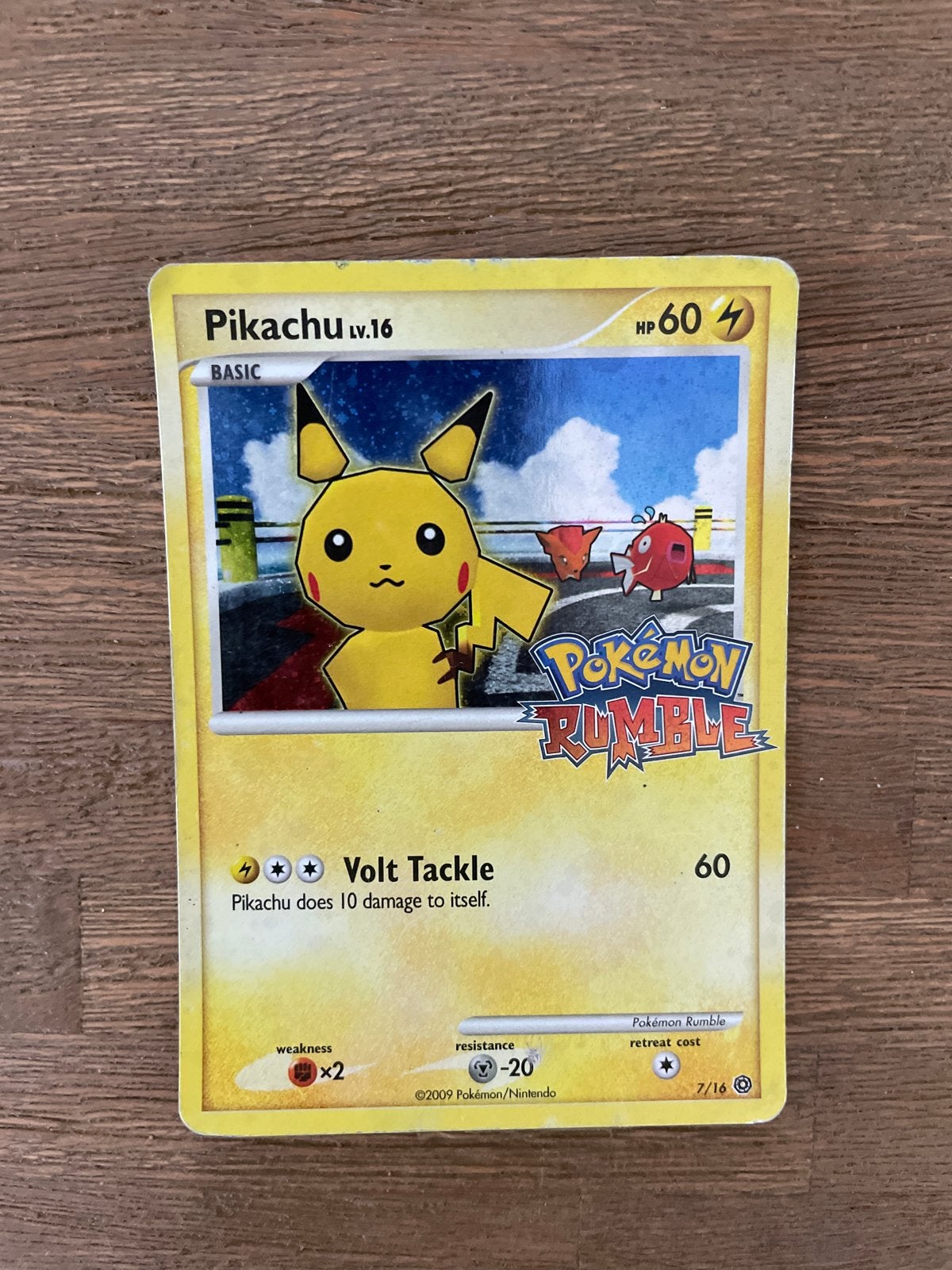 Pikachu LV.16 Pokémon Rumble Kaart - Zeldzaam!, Hobby en Vrije tijd, Ophalen, Gebruikt, Losse kaart