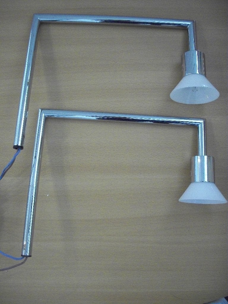 4x Wandlamp Spiegellamp - Zilver - Wit matglas - zgan, Metaal, Wit, Overige merken, Ophalen of Verzenden