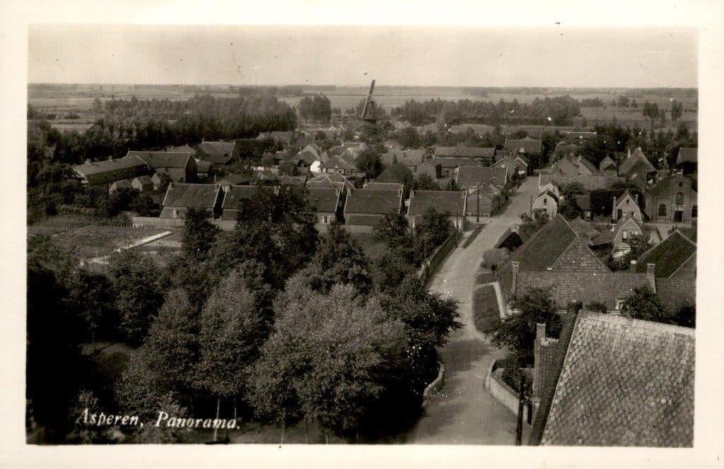 Asperen Panorama met Molen - Fotokaart # 326, Verzenden, 1940 tot 1960, Ongelopen, Gelderland