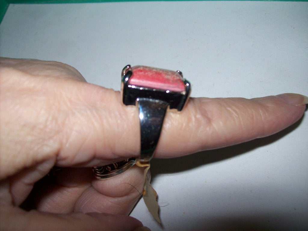 Ring Zilvertint Terra Rode Steen Mooi model Maat 20, Overige materialen, 20 of groter, Verzenden, Nieuw