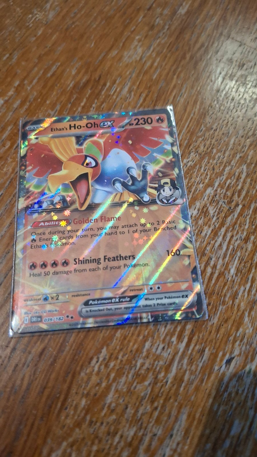 Ethan's Ho-Oh EX Pokémon Kaart - DR039/182 Foil, Ophalen of Verzenden, Zo goed als nieuw, Losse kaart, Foil