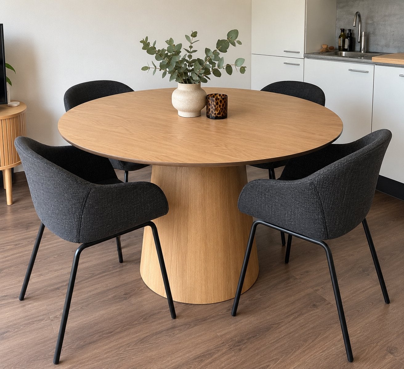 KLIPLEV eettafel van JYSK, rond, 120cm diameter, Ophalen, 100 tot 150 cm, Rond, Zo goed als nieuw
