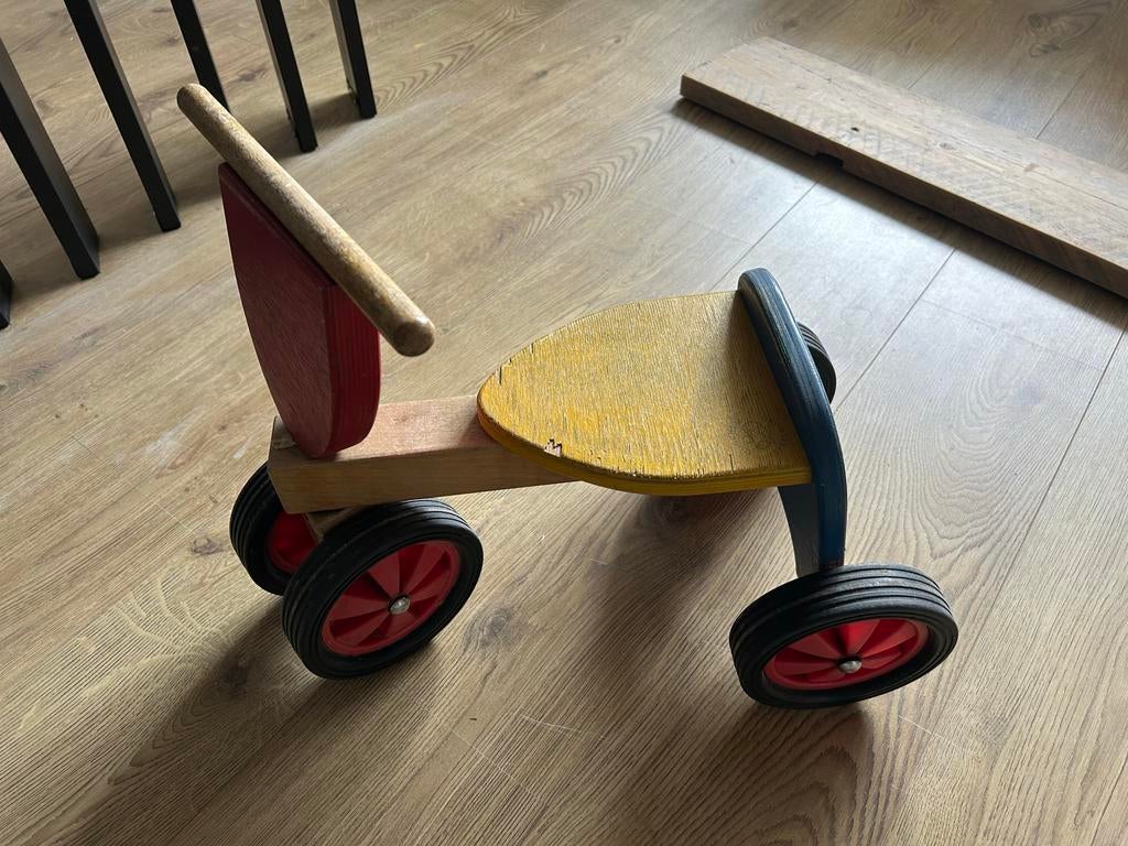 Vintage houten loopfiets van Goochem Speelgoed, Ophalen of Verzenden, Gebruikt, Loopfiets