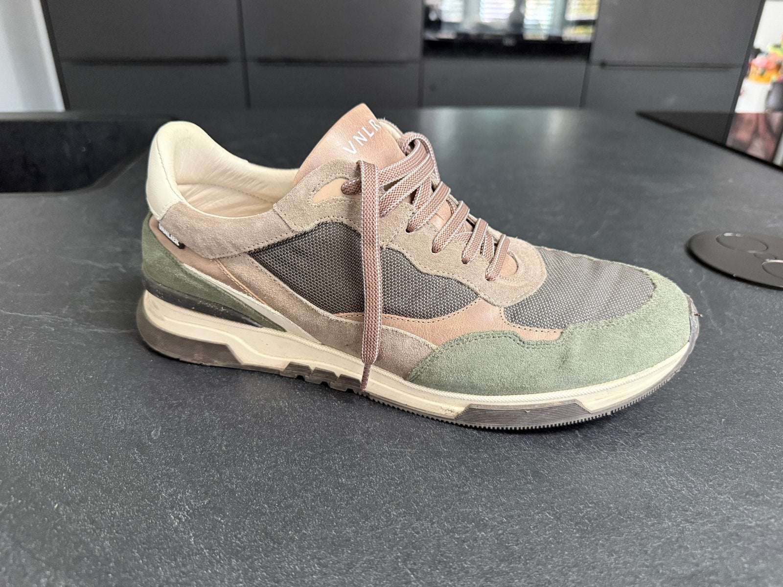 Van Lier Romeo Lage Sneakers - Grijs Groen, Overige kleuren, Ophalen of Verzenden, Sneakers of Gympen, Zo goed als nieuw