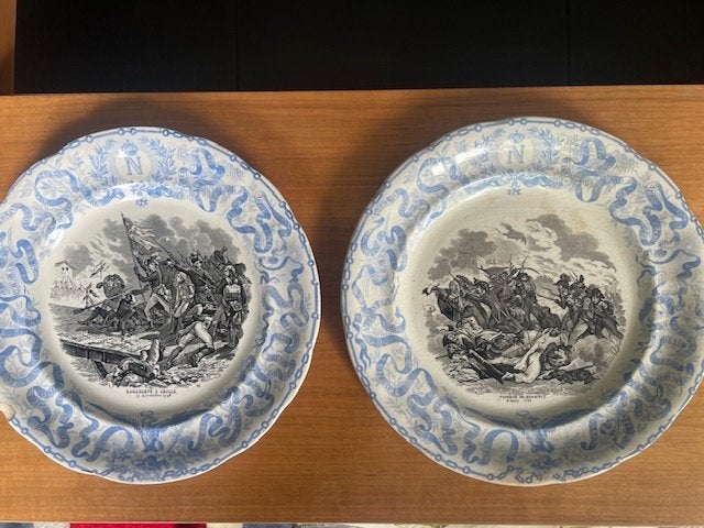 4 Antieke sierborden Napoleon, Boch Freres Keramis, Antiek en Kunst, Ophalen of Verzenden