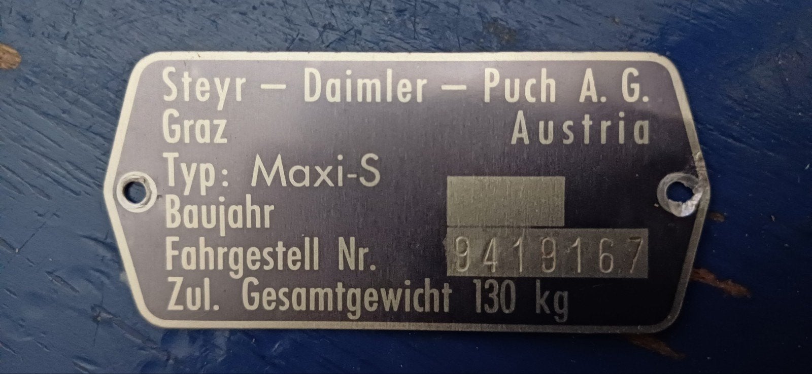 Steyr - Daimler - Puch  A.G. Austria  typeplaatje., Ophalen of Verzenden