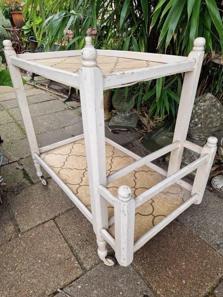 Vintage houten serveerwagen / trolley (brocante), Ophalen, Gebruikt, 75 cm of meer, 60 cm of meer