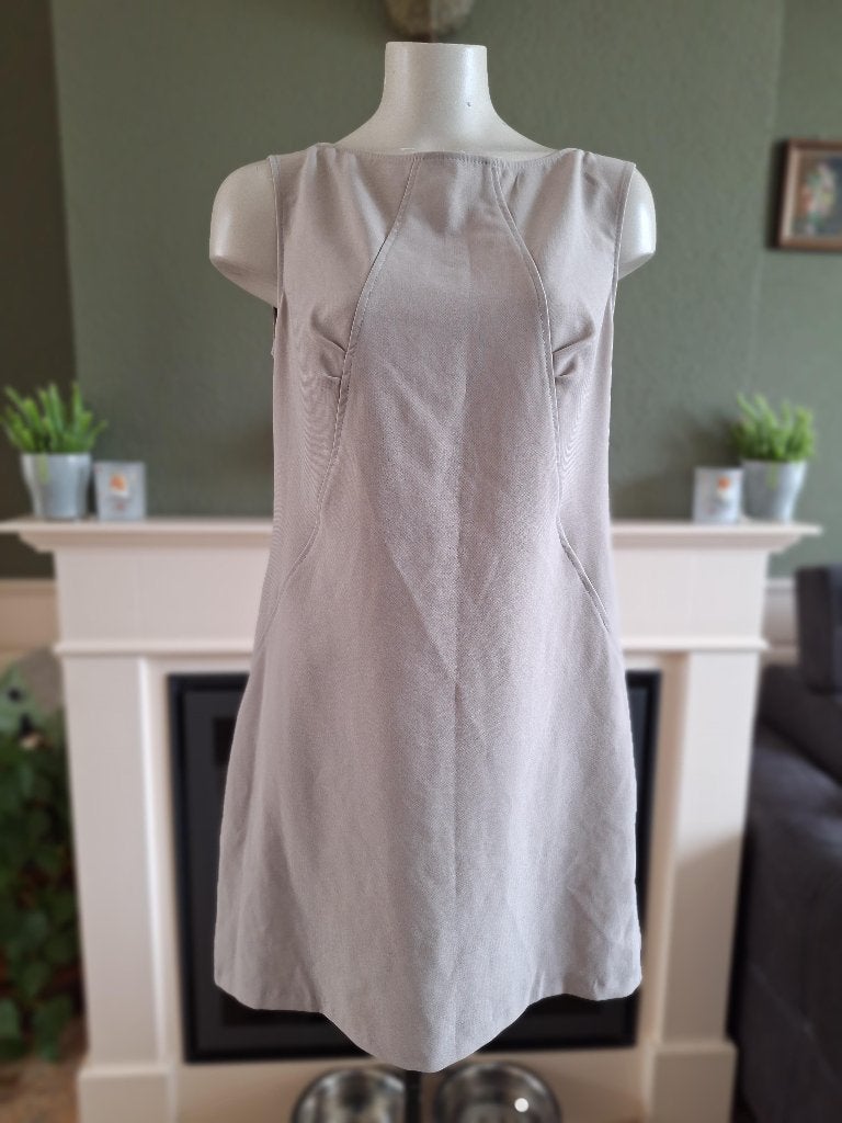 Sandro Ferrone beige grijs jurk 46 NL 44, Kleding | Dames, Verzenden, Beige, Zo goed als nieuw, Knielengte
