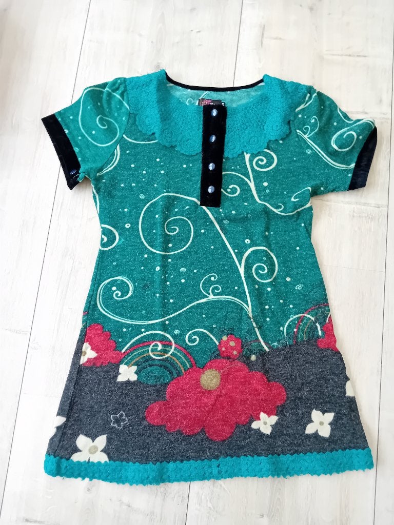 YUMI jurkje / tuniek maat M/L groen / vintage, Maat 38/40 (M), Ophalen of Verzenden, Groen, YUMI