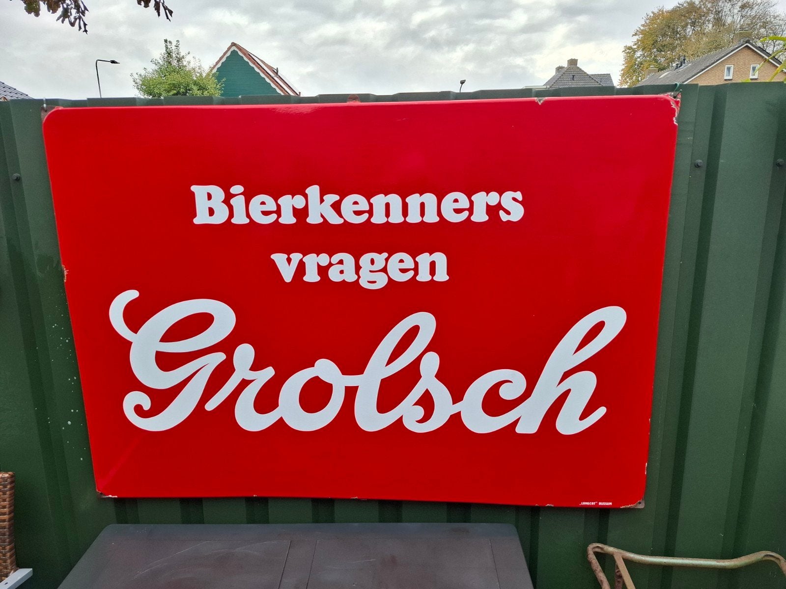 emaille bord XL, Verzamelen, Ophalen of Verzenden, Reclamebord, Plaat of Schild, Grolsch